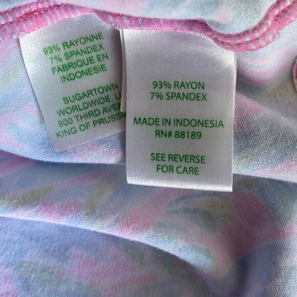 Lilly Pulitzer Multicolor Dress Sz L Gold Button Shoulder & Cuff Accents Stretch - Picture 9 of 10